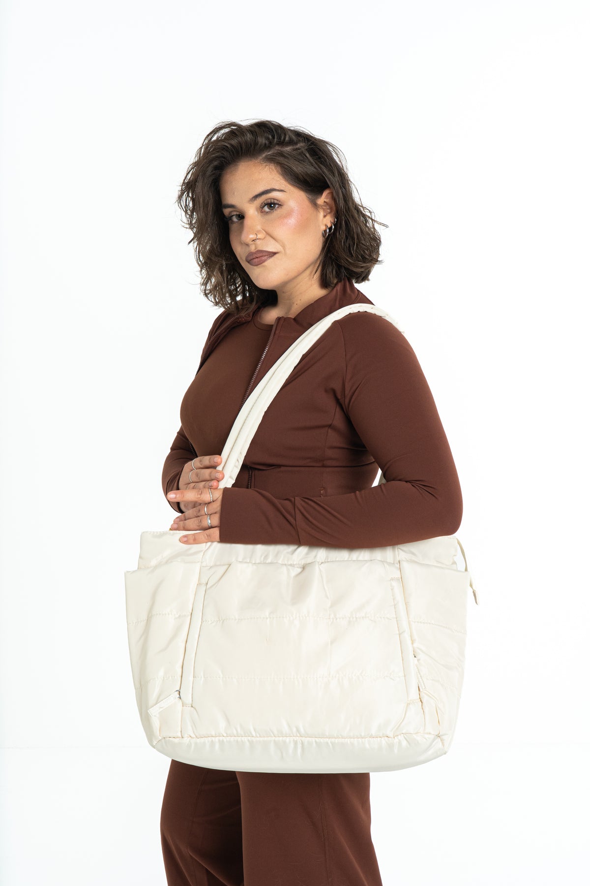 Onyx Borsa a spalla Crema